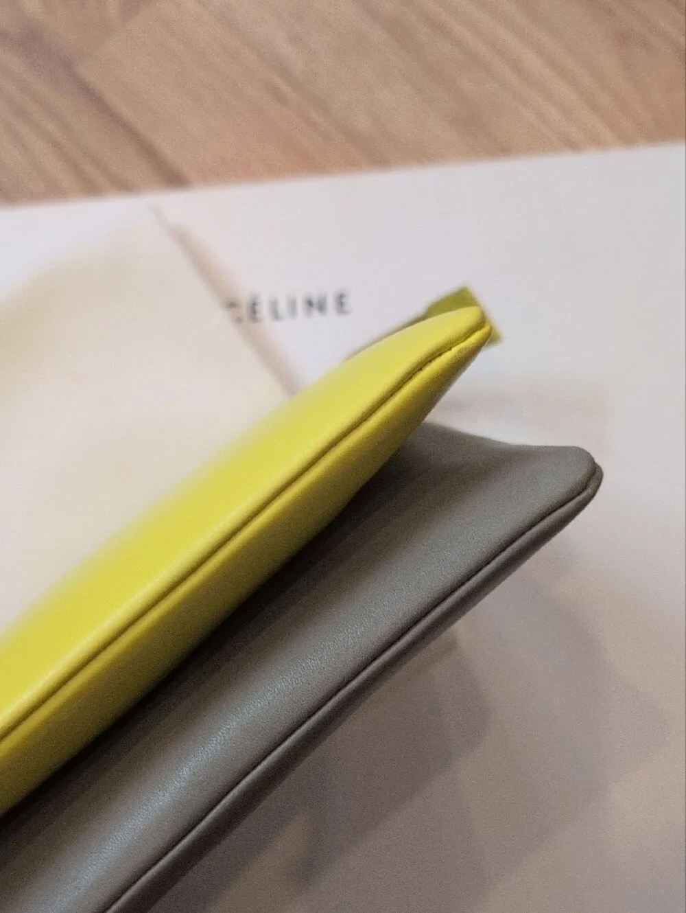 Yellow Leather Zip Pouch